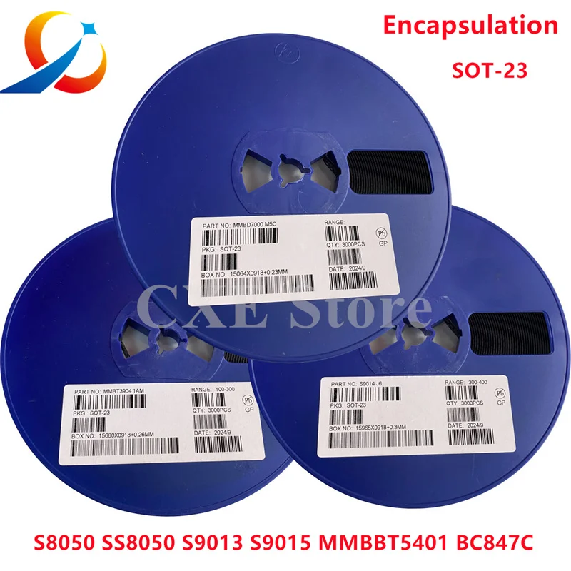 3000PCS SMD Transistors SOT-23 S8050  S9012 S9013 S9014 SS8050 MMBT5401 MMBTA42LT1G MMBD7000 BC846 2N3904 2N4401 2SC1015 NEW