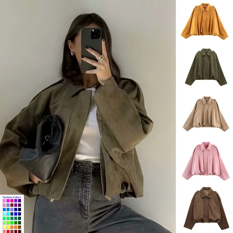 

Куртки, осенние женские, хит продаж 2025, верхняя одежда, шикарное элегантное свободное теплое пальто, уличное молодежное модное пальто на молнии, куртка для женщин