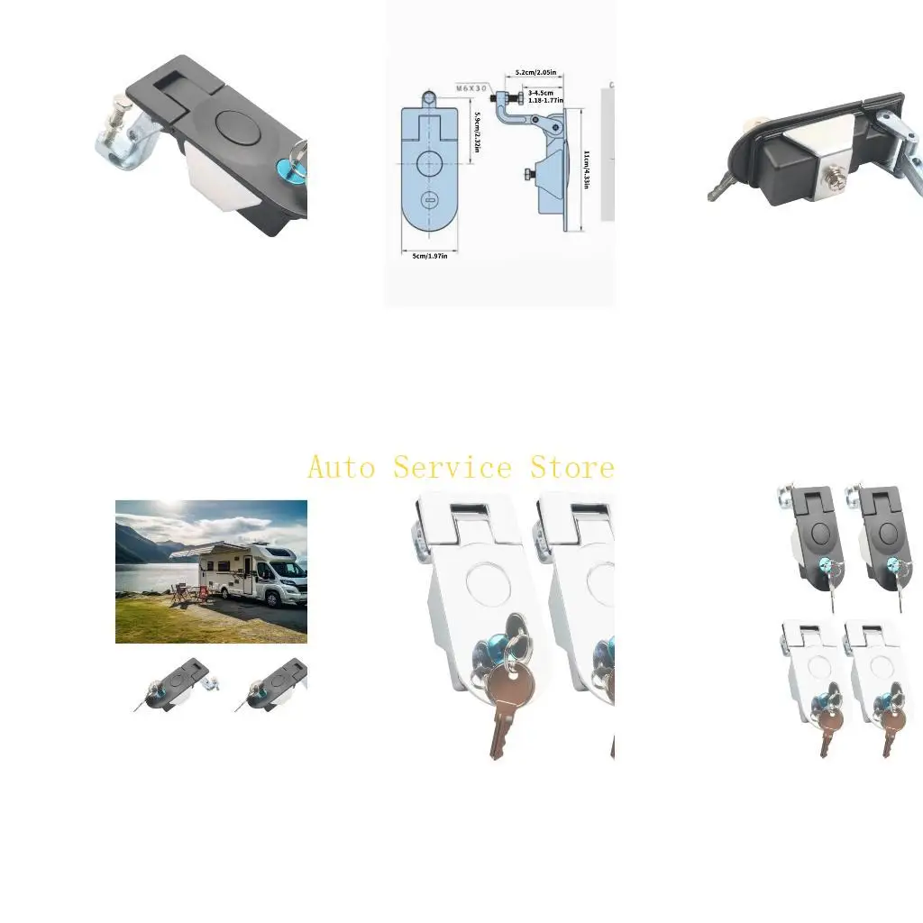 462A Recessed Compartment Door Lock Set, Push Button Keyed Pair for Trailer Baggage Doors, Access Panels and Storage