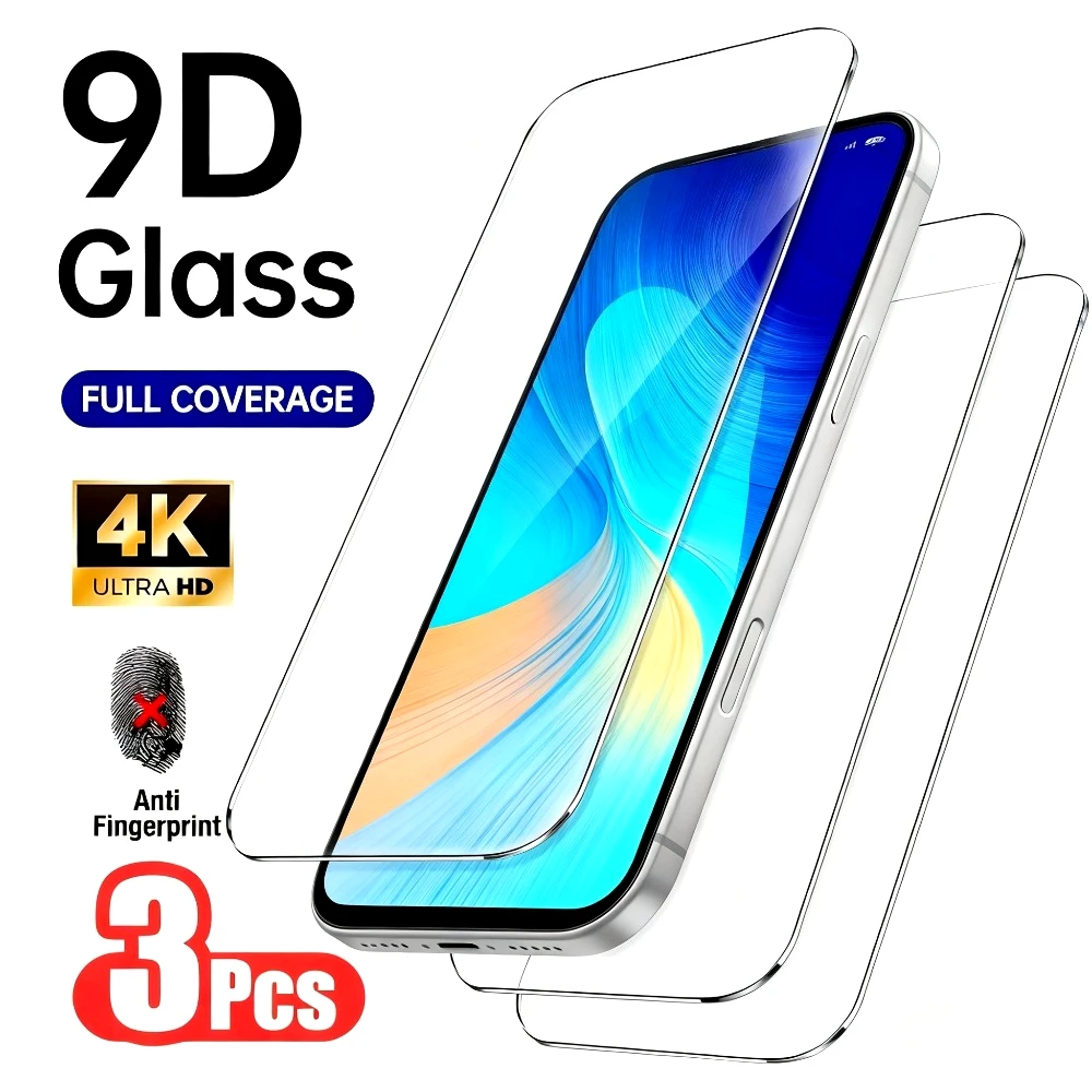 

3Pcs Ultra Clear Screen Protector Film for iPhone 17 16 15 14 13 Pro Max Air 14 15 16 Plus 12 11 Pro XS XR 9H Hardness Tempered