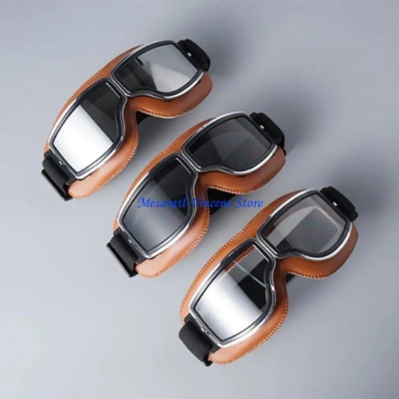A70F Padded Motorcycle Goggles Anti Fog Lens Clear Mirror