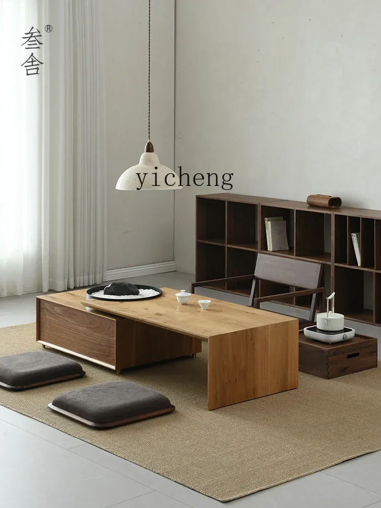 v9.10-White Oak Solid Wood Tatami Pier Table Modern Minimalist Tea Room Tea Making Tea Table