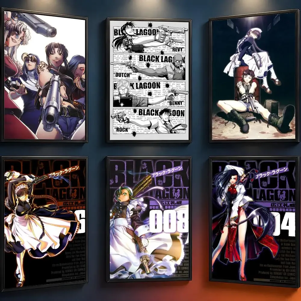 Anime Black Lagoon Revy Rock Balalaika Poster Wall Art PP Waterproof HD Self Adhesive Modern Home Decor Living Room Apartment