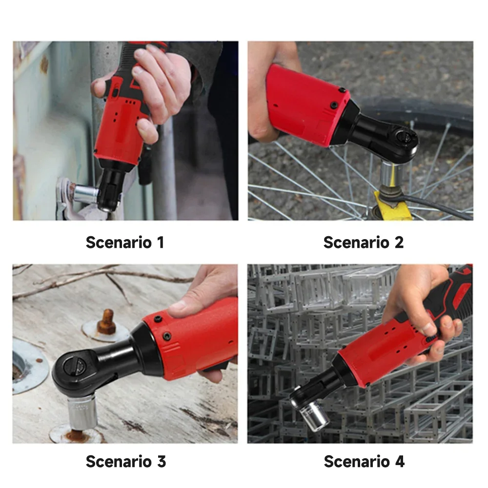 12V Rechargeable Electric Wrench 45Nm 3/8 Inch Ratchet Wrench Set Angle Drill Impact Driver Nut Removal Car Electric Repair Tool