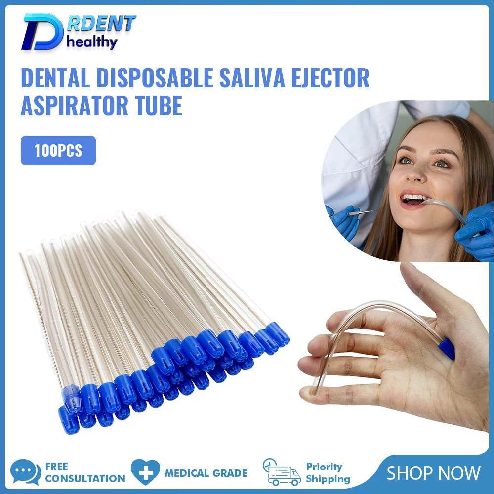100pcs/Bag Dental Saliva Ejector Suctors Surgical Suction Tips Endodontics Disposable Dentist Low Volume Suction Tips Clinic