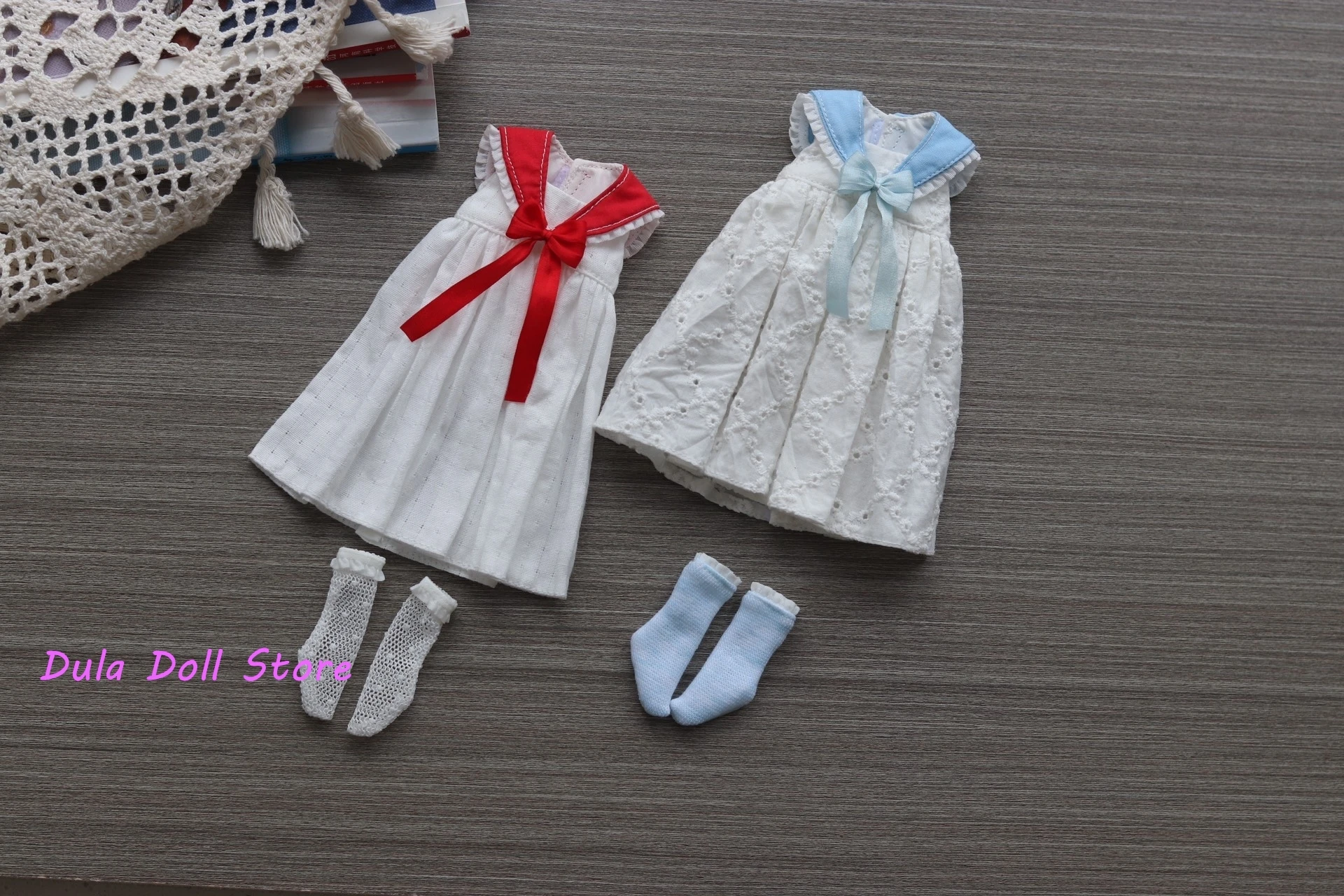 Dula Doll Clothes Dress Simple Sleeveless collar skirt Blythe Qbaby ob24 ob22 ob11 Azone Licca ICY JerryB 1/6 Bjd