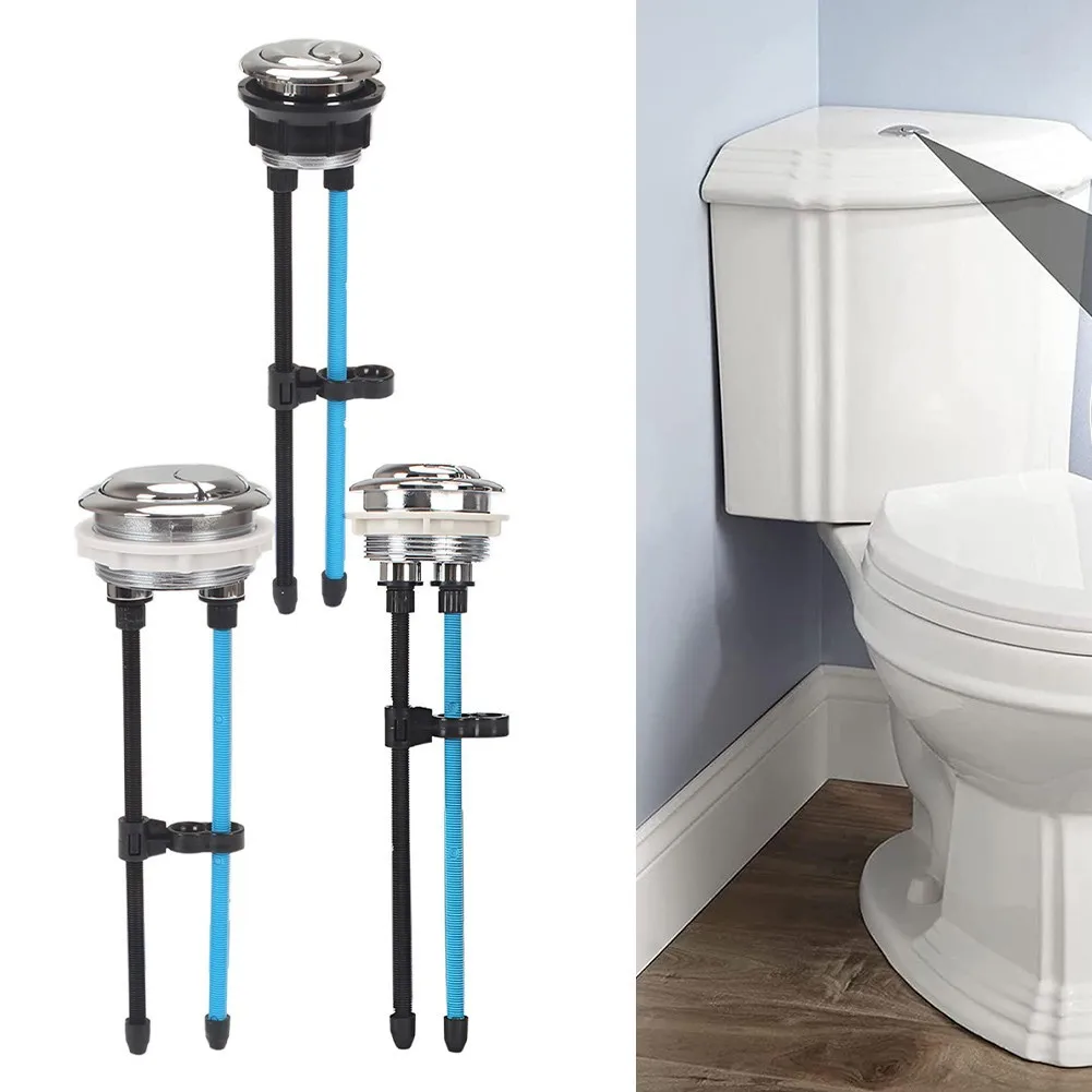 1Pc Universal Dual Flush Toilet Tank Push Button 2 Rods Cistern Flush Switch Replacement Bathroom Tank Repair Accessory