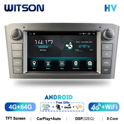 WITSON Android 13 Car Radio For TOYOTA AVENSIS 2002 2003 2004 2005 2006 2007 2008 T250 II Wireless carplay stereo auto headunit