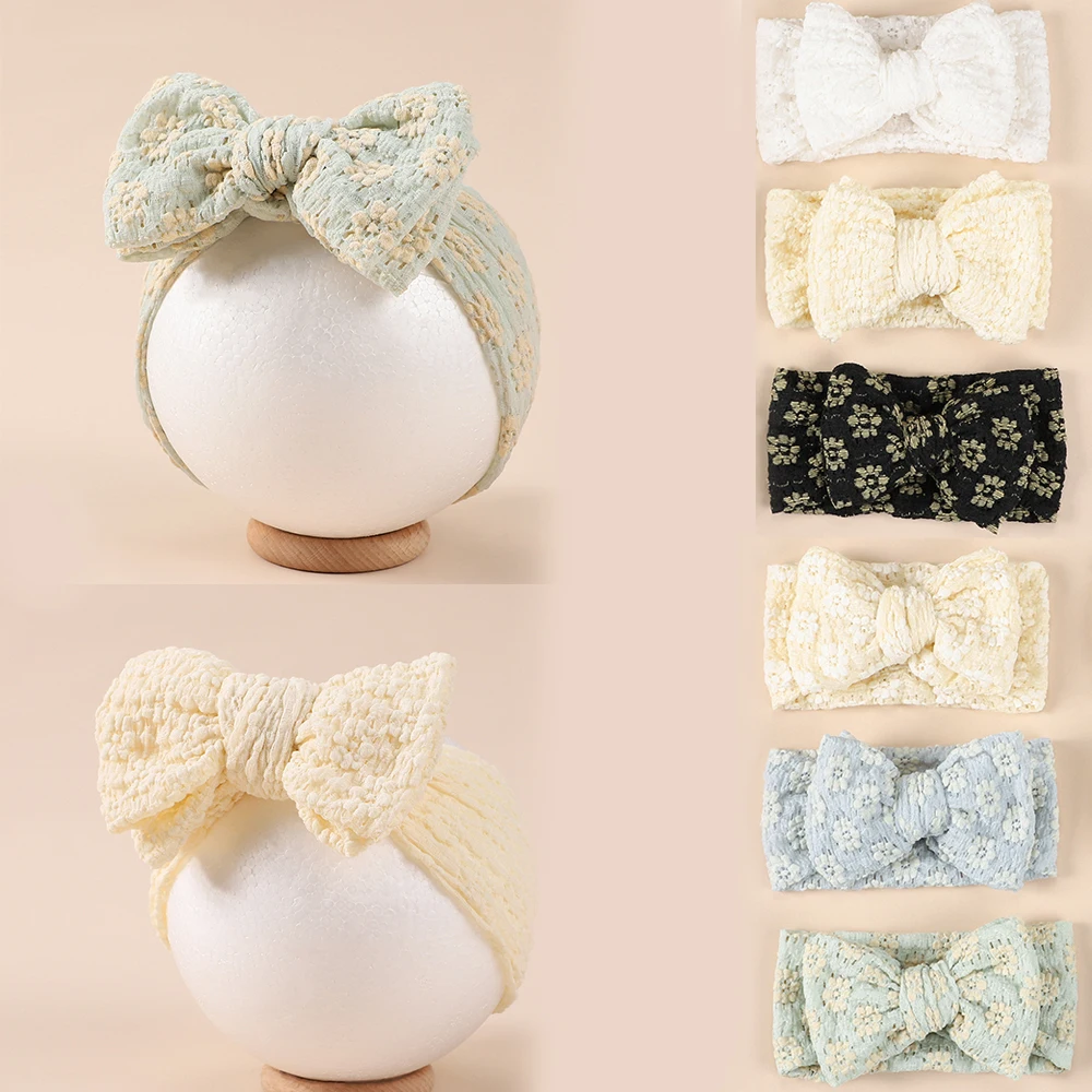 

Warm Baby Headband Baby Girls Lace Flower Printed Bowknot Headband Twist Knot Turban Hairbands Newborn Hair Accessories Headwear