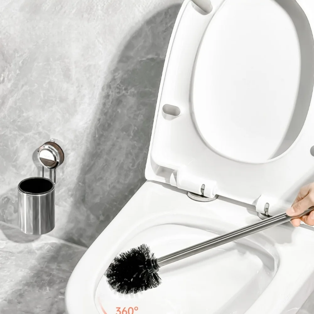 الفولاذ المقاوم للصدأ دائم مقبض طويل فرشاة المرحاض لا البقع العمياء الحمام فرشاة المرحاض مجموعة الحائط فرشاة تنظيف مقاومة للصدأ