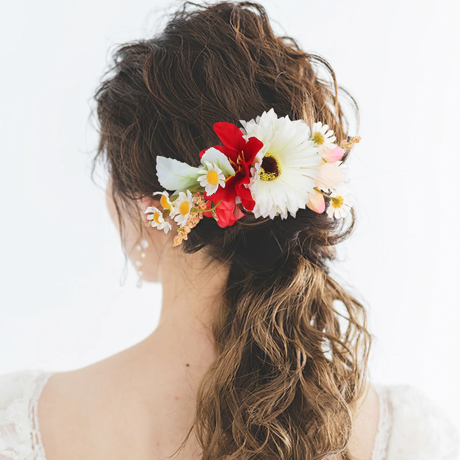 

2Pcs Flower Hair Combs Women Bridal Accessories Romantic Design Secure Hold Wedding Veil Combs Floral Hairpins