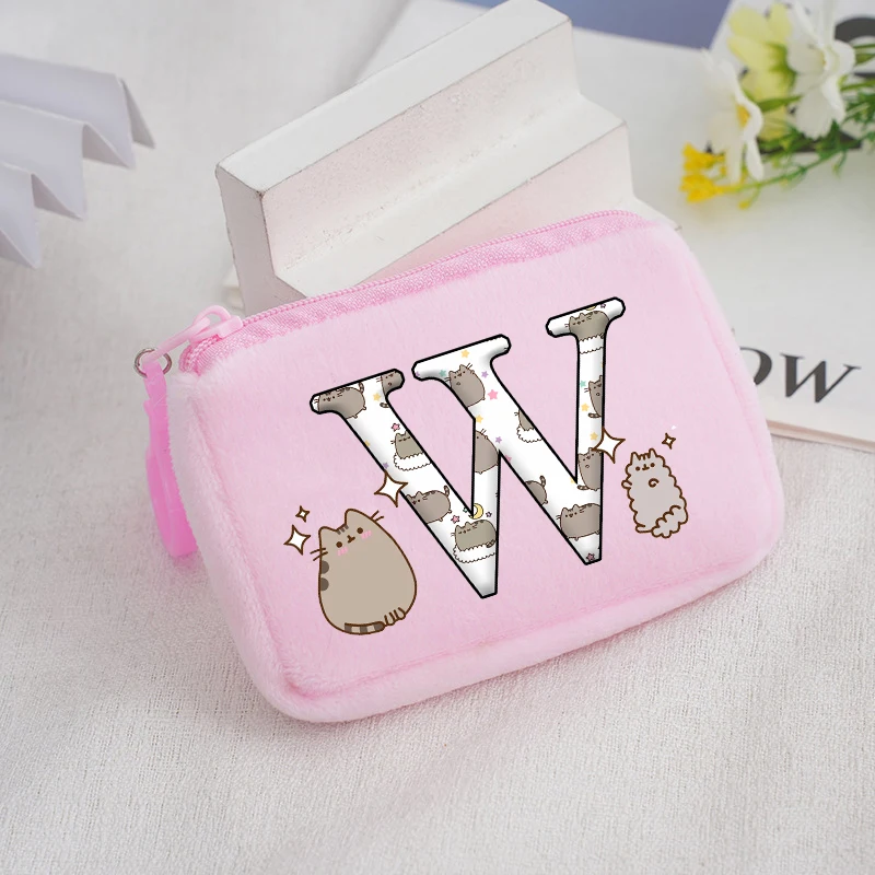 Pusheens borsa con coulisse in peluche Anime Cartoon Letter Printed Candy Storage Bags Cute Kawaii Clothing Pouch Kawaii regali di compleanno