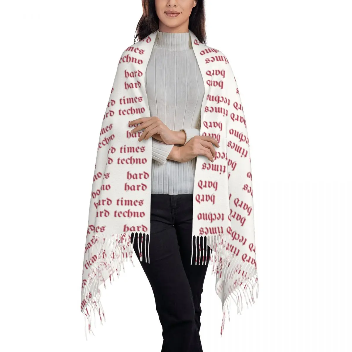 Hard Times Hard Techno Scarf Tassel Scarves Women Soft Warm Shawls and Wraps Large Fall Winter Shawl Wrap