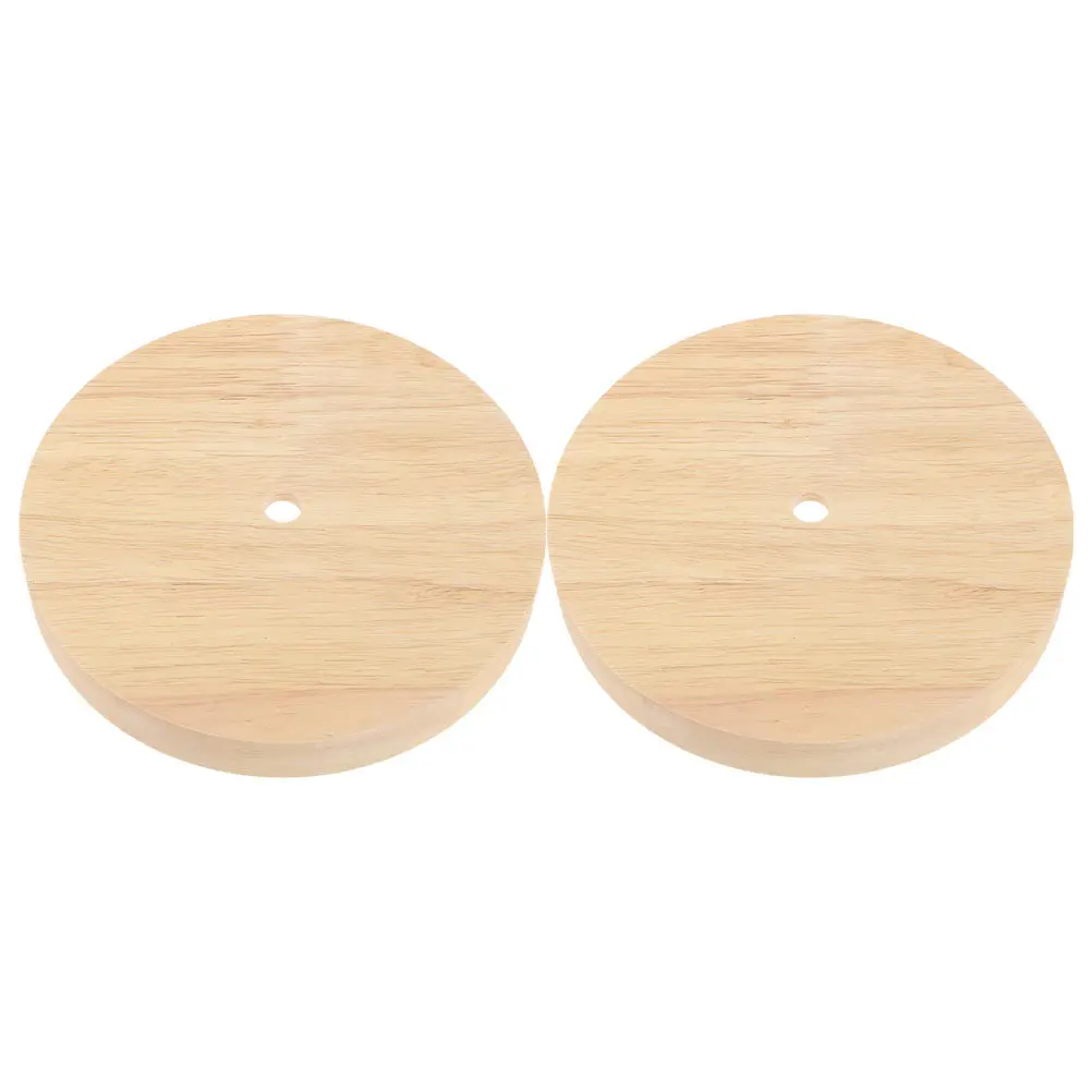 2pcs Natural Wood Lamp Bases for Table Lamps – Round Stable Design, Smooth Edges, Home & Study Decor