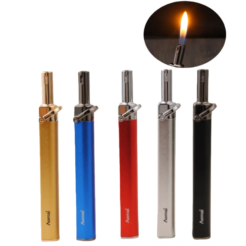 

New Metal Mini Strip Inflatable Cigar Lighter Portable Butane Gas Easy Ignition Kitchen Home Outdoor Lighter Smoking Gift