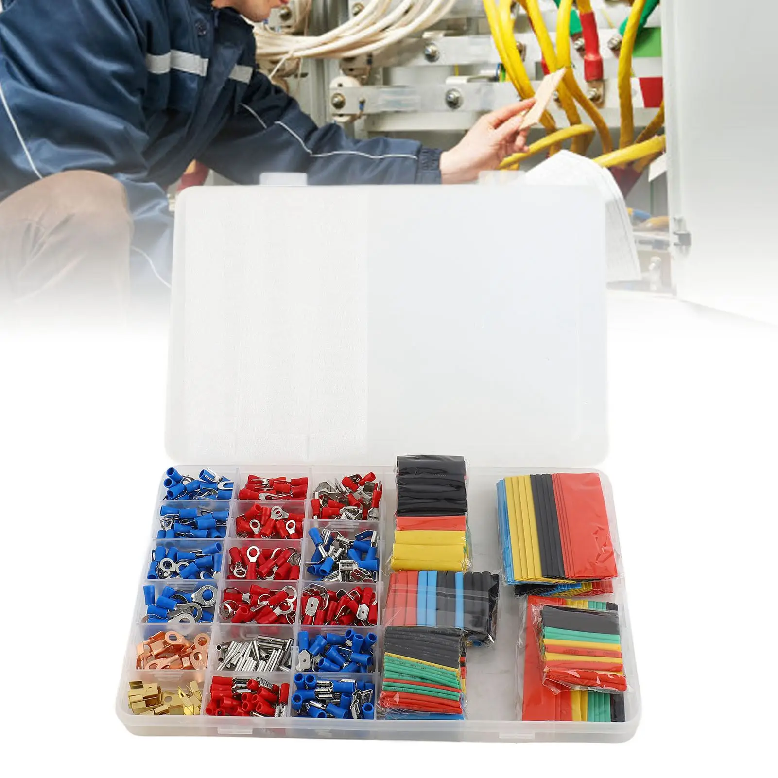 678PCS Car Cable Wire Electrical Set 350PCS Terminals Connectors + 328PCS 2:1 Shrinkable Tube Heat Shrink Tube With Assorted Box