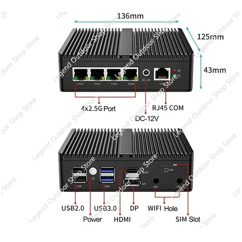 G30-J5005  G30S-J5005  G48S-J5005 DDR5 Soft Router NVME SSD Industrial Fanless Mini PC 4x2.5G I226 LAN Firewall VPN Server