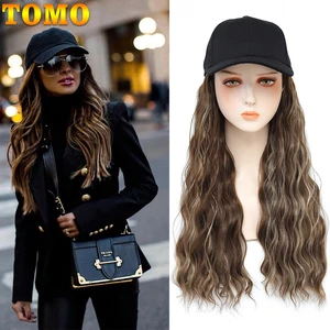 Женский парик TOMO с длинной волнистой бейсбольной кепкой, парик с кудрявыми волосами для наращивания, синтетический Регулируемый волнистый парик, шляпа
