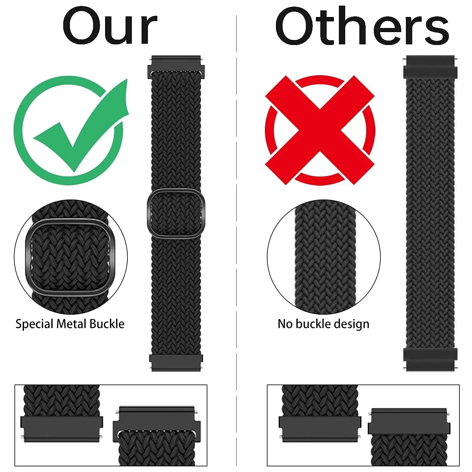 Correa de reloj de bucle solo trenzado de 20mm y 22mm para Huami Amazfit GTS GTR, pulsera de 42mm para Huami Amazfit Bip U Bip S GTS 2