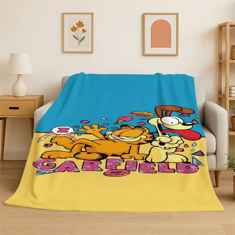Cartoon Funny G-Garfield Cat Flannel Blanket Soft Warm Throw Blanket for Bedroom Living Room Bed Travel office Picnic Fest Gift