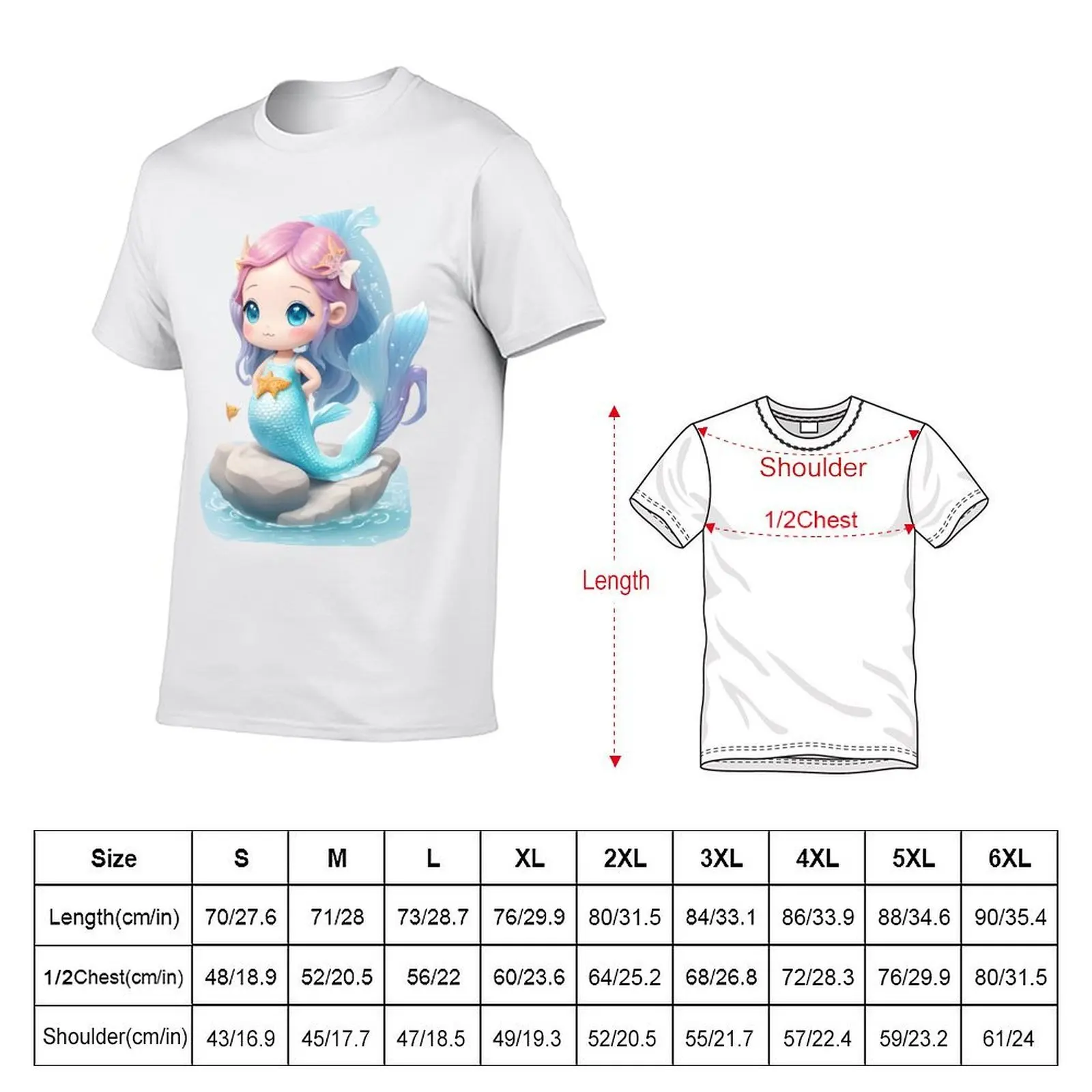 Charming Isometric Mermaid on Ocean Rock T-Shirt summer top boys whites heavy weight t shirts for men