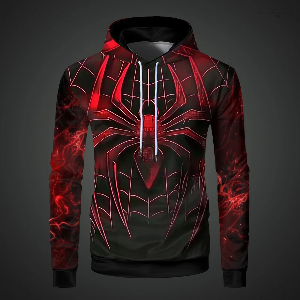 Retro Spider Printed Man Hoodie Autumn Trendy Sports Red Hoodied Sweatshirt Oversized Vintage Araneid Mens Hoodies Top Quality