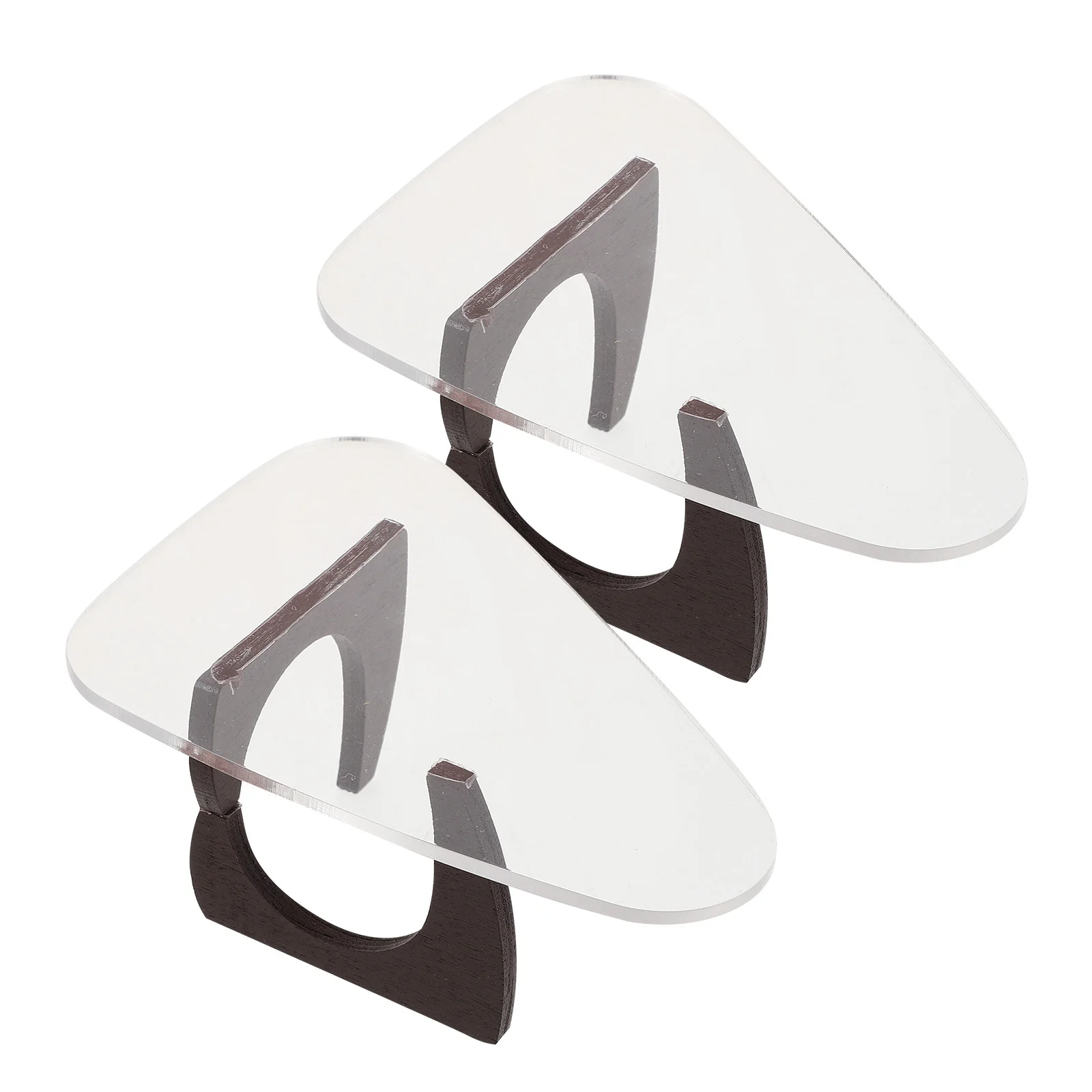 

2Pcs Mini Dollhouse Triangle Tea Table Realistic Wood Frame Miniature Living Room Scene Props Miniature Furniture