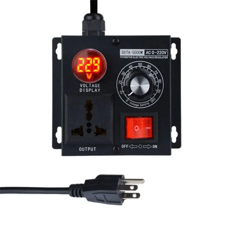 A01F-Variable Voltage Regulator 5000W Speed Temperature Light Voltage Uelatic Pressure Controller US Plug 3 Holes