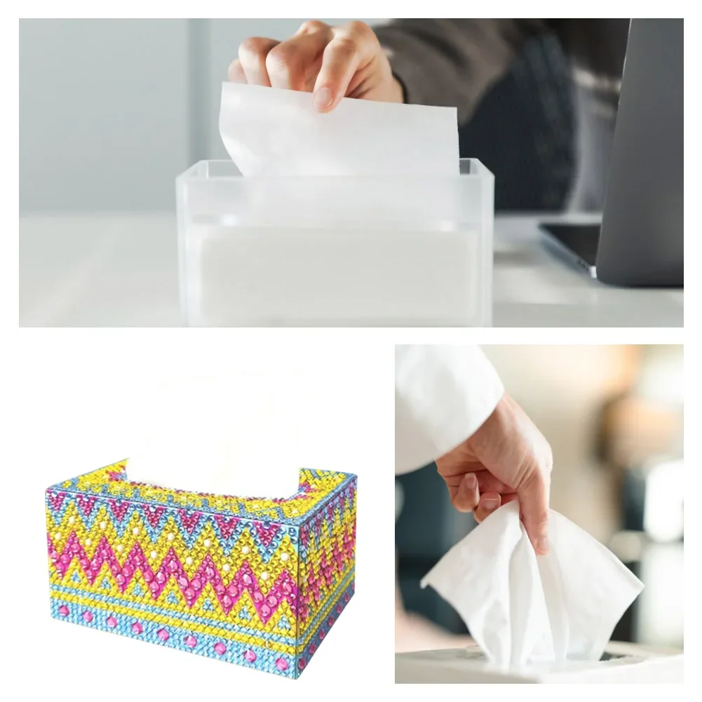 5D DIY Diamond Painting Square Tissue Box Handmade Tissue Dispenser Christmas Decoration Special Shaped Drill Storage Box Gift