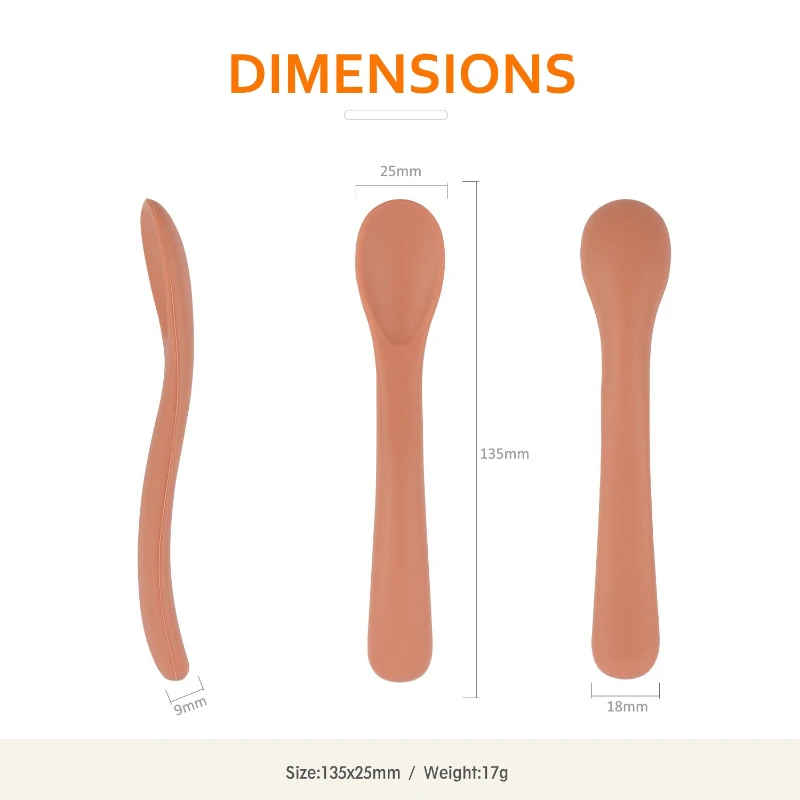 Children's Training Learning Spoon Soft Silicone Small Curved Spoon Feeding Utensils Complementary Food Spoon