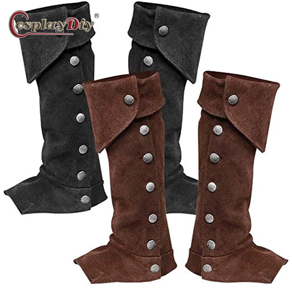 Cosplaydiy Medieval Knight Pirate Leg Armor Gothic Shoe Cover Women Men Renaissance Bandage Boots Case Retro Foot Guard Shoes