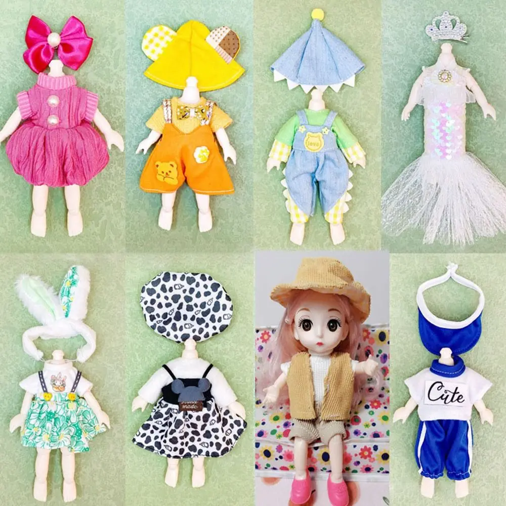 

16~17cm Doll Clothes High-end Dress Up Doll Rompers T-shirt Hat For 1/12 BJD Doll Clothes Skirt Suit DIY Girls Toys Accessories