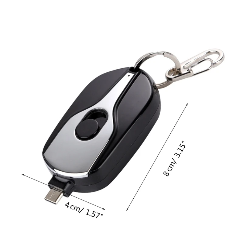 Portable Mini Type-C Power Bank case Keychain Emergency Charger for Type-C Android Smartphone Power Bank case no Battery