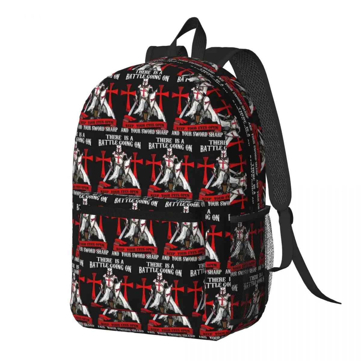 Knights Templar Cross Shield Symbol Medieval Sword Emblem Secret Order Backpack Daypack BookBag School Bag Shoulder Bags