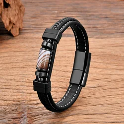 Natural Volcanic Stone Bracelet for Men and Women, Multicolor Agates Charm, Beaded Bracelets, Fashion Leather Jewelry, Wholesale
