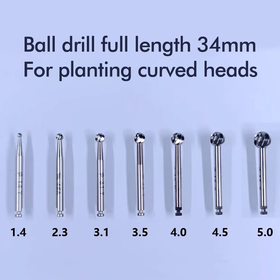 1pc broca de bola de diamante para implantes dentários cabeça plana agulha de abacaxi para máquina de dobra manual