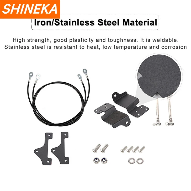SHINEKA Hood Protector Obstacle Eliminate Rope Limb Risers Kit for Ford Bronco 2021 2022 2023 Up Car Exterior Accessories Metal