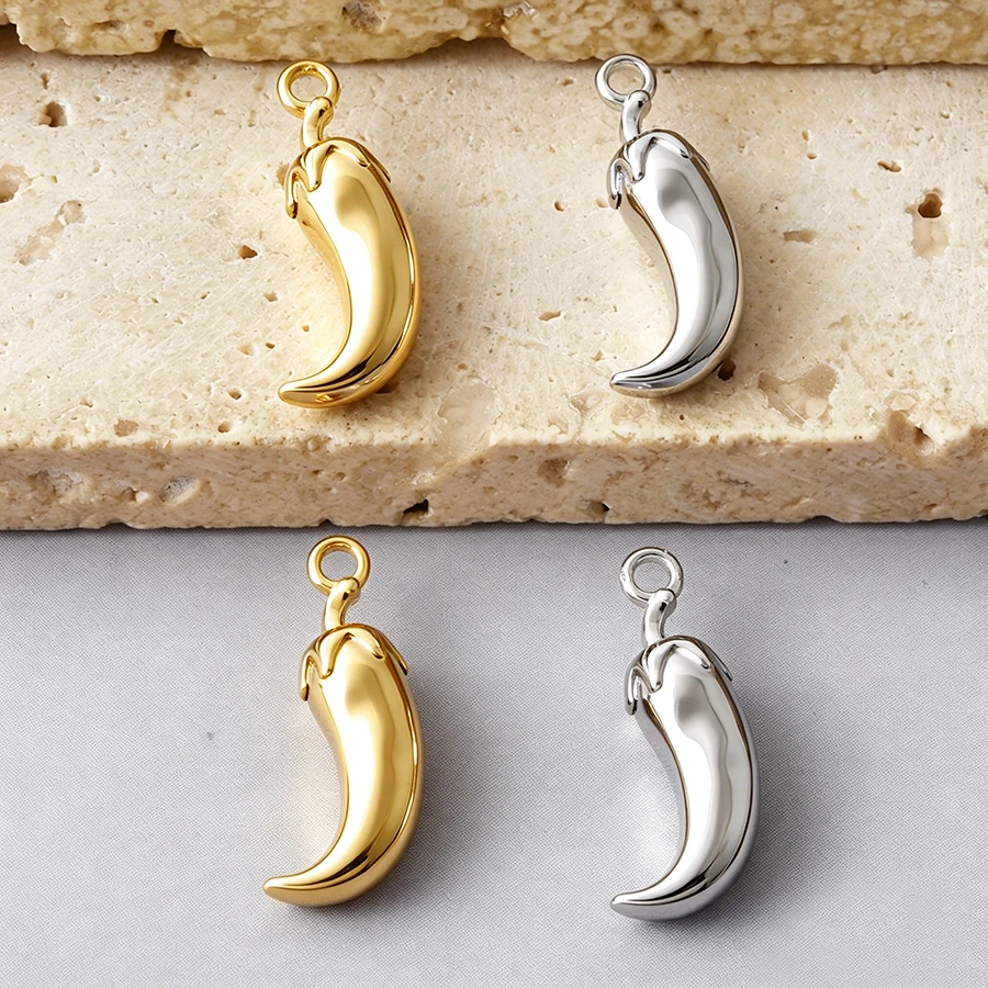 No fade 316 stainless steel Stereoscopic vegetable charms for jewelry making supplies chili pepper Cauliflower pendant findings