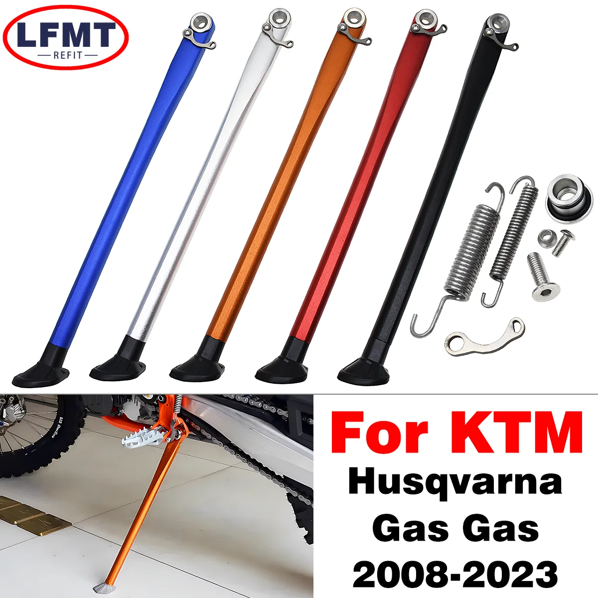 Motocross Kickstand Side Stand+Spring Kit For KTM EXC EXCF XC XCF XCW XCFW For Husqvarna TE FE TX FX FS GAS GAS EX EC 2003-2023