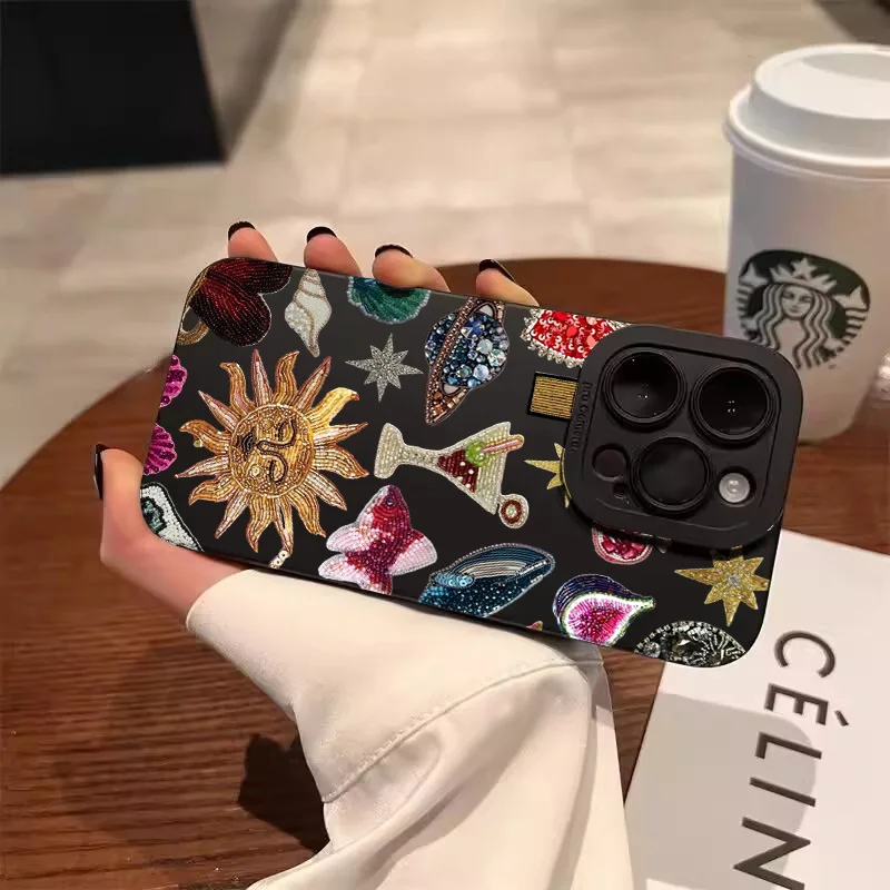 

Fashion Black Collage Pattern Eye Design Phone Case For iPhone 16E 13 14 15 16 Pro Max 11 12 XS X XR 7 8 16 Plus SE2 Soft Cover