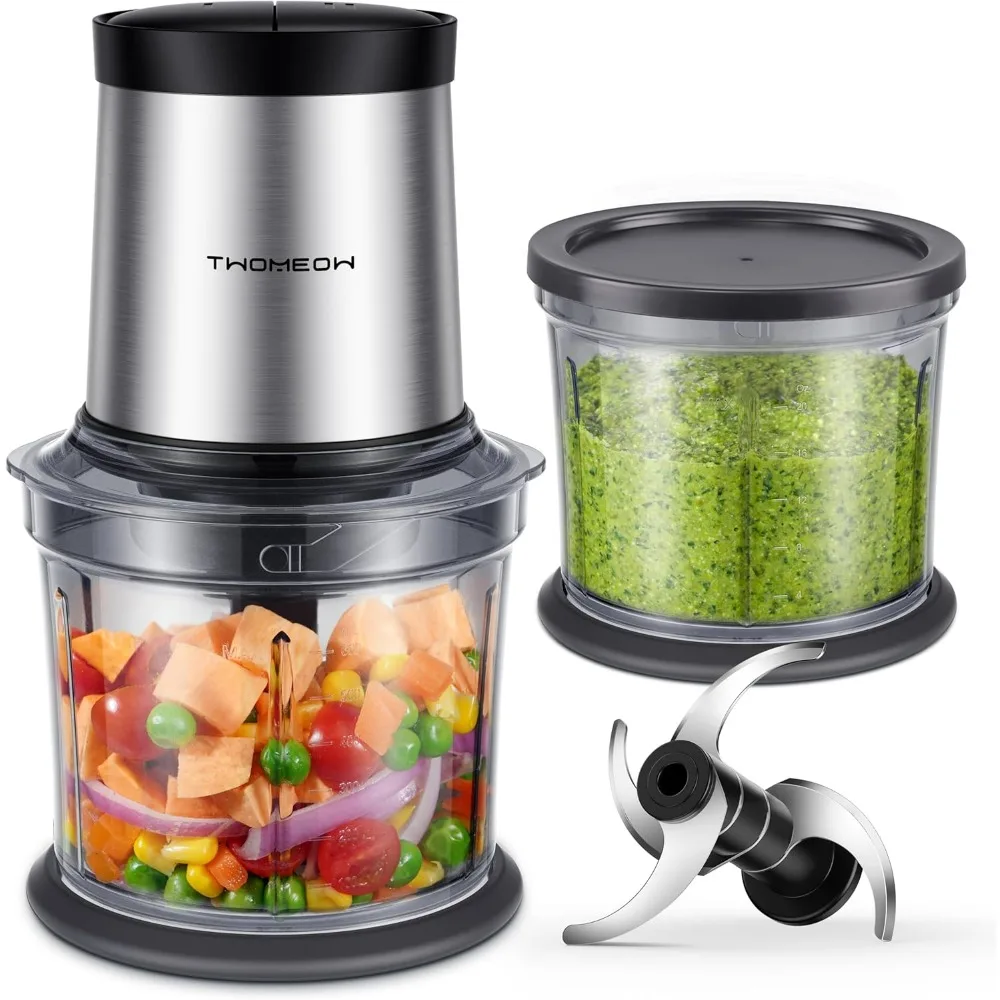 

Food Processor 4 Cup, Electric Food Chopper, Meat Grinder with 2 Bowls, 2 Speed & 4 Blades for Vegetable, Meat, Nuts, Functions