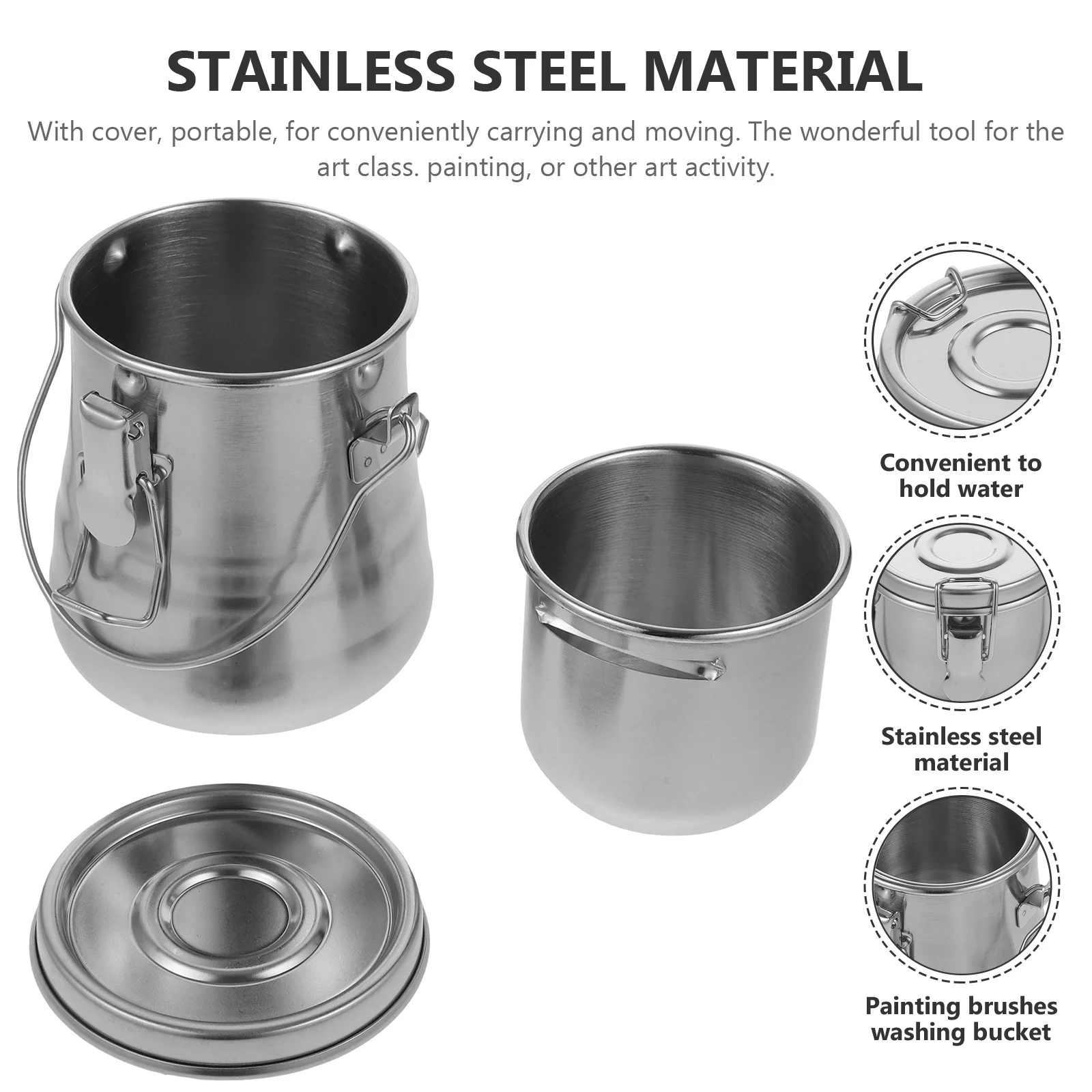

Oil Painting Palette Container Stainless Steel Double Layer Portable Brush Washing Bucket For Beginners Outdoor