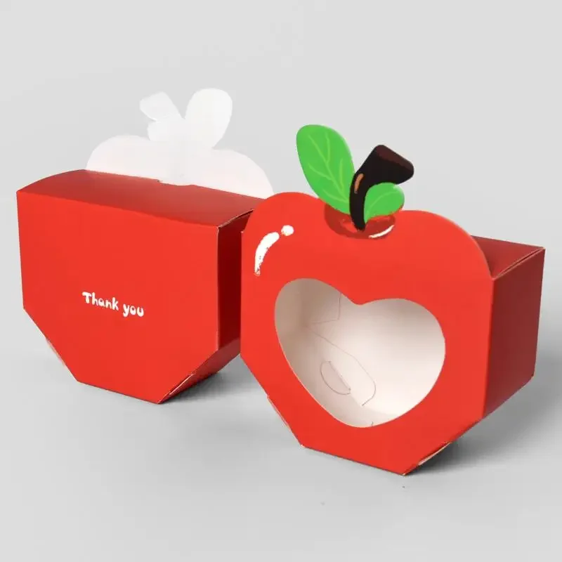 10 stuks Apple Window Candy Dozen Hart Winow Geschenkdoos Mini Rode Snack Zoete Papierhouder Voor School Verjaardag Bruiloft Gunst