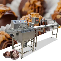 Electric Table Top Mini Chocolate Enrobing Coating Machine Small Chocolate Making Line For Bar Wafers Biscuit Production