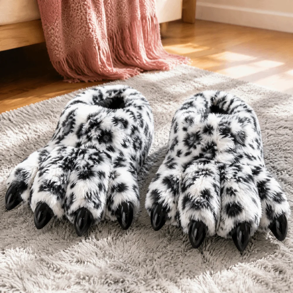 Weiches, flauschiges Futter, Dinosaurier-Klauen-Hausschuhe, flauschige, rutschfeste Cosplay-Pfoten-Schuhe, warme Winter-Fursuit-Stiefel – Detail 4