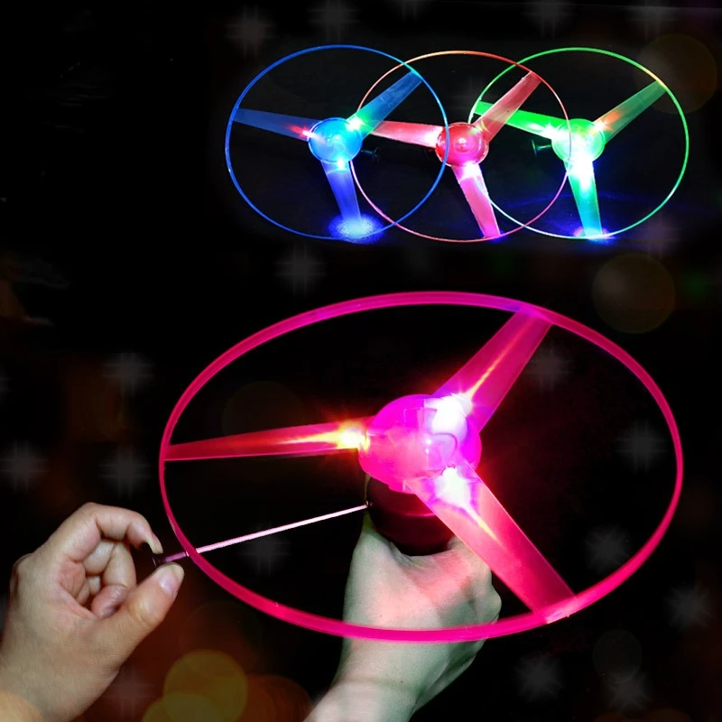 Luminous Spinning Flyer Flying LED Light Handle Flash Toys for Kids Outdoor Game and Birthday Party Gift