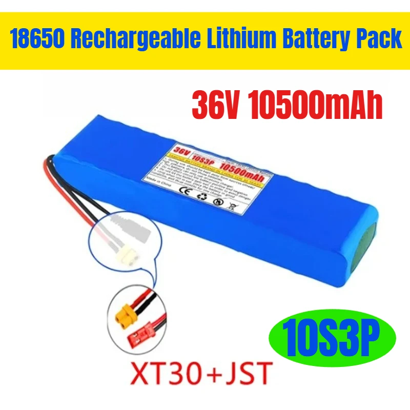 

10S3P 36V 10500mAh 18650 Rechargeable Lithium Battery Pack 1000W with BMS for Electric Bicycles