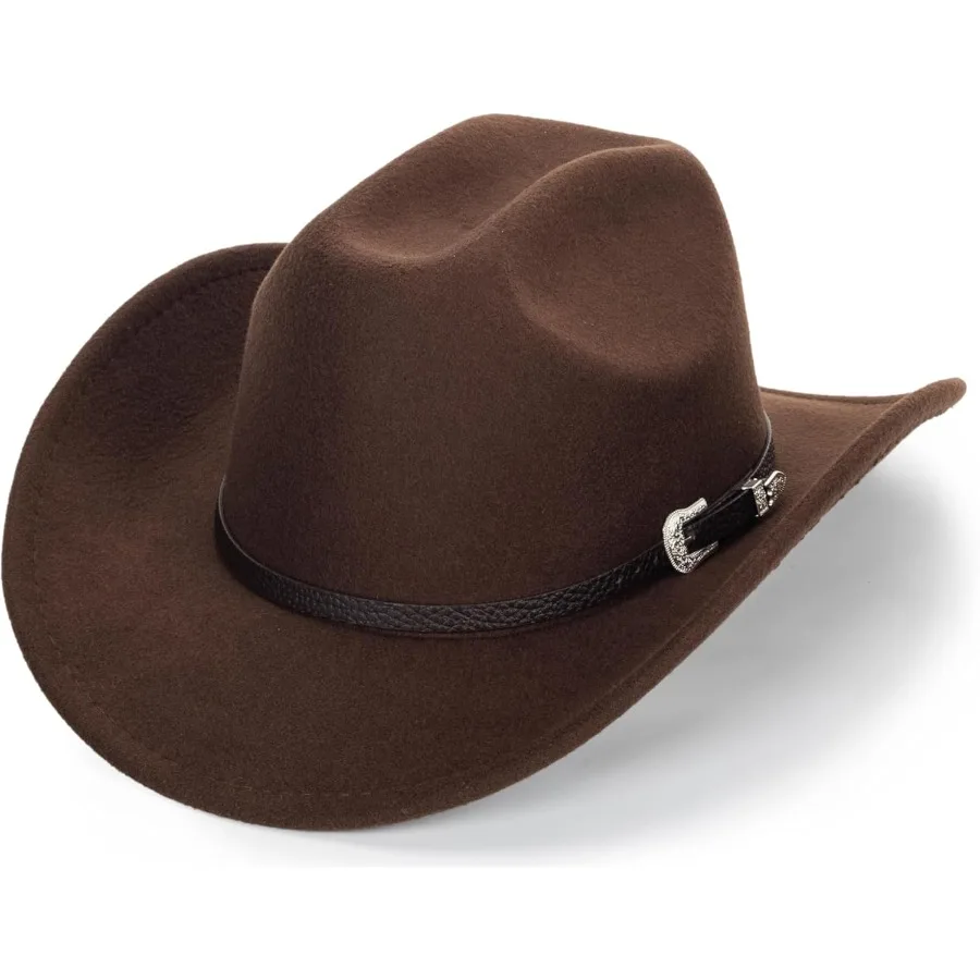 

Женская классическая шляпаWesternCowboyShapeable с пряжкой для стильной уличной одежды для мужчинRollUpWideBrimFeltFedoraHats для модных