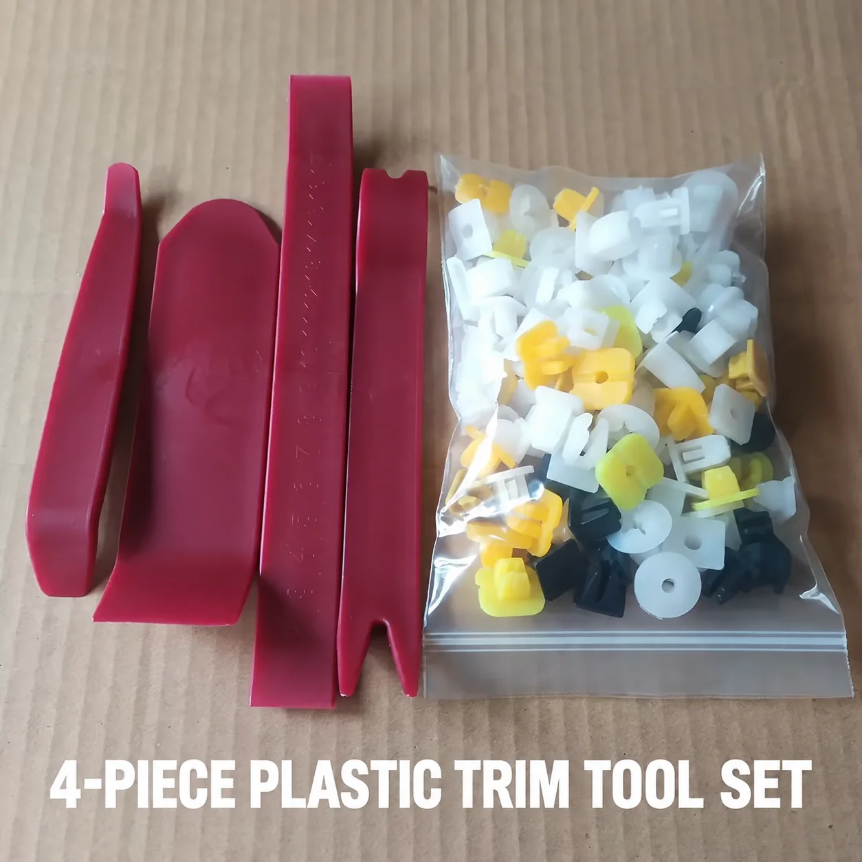 17 Kinds Auto Screw Base Clips Kit, Car Fasteners for Front Bumper Fender Liner License Plate Door Trim, 4Pcs Plastic Pry Tools