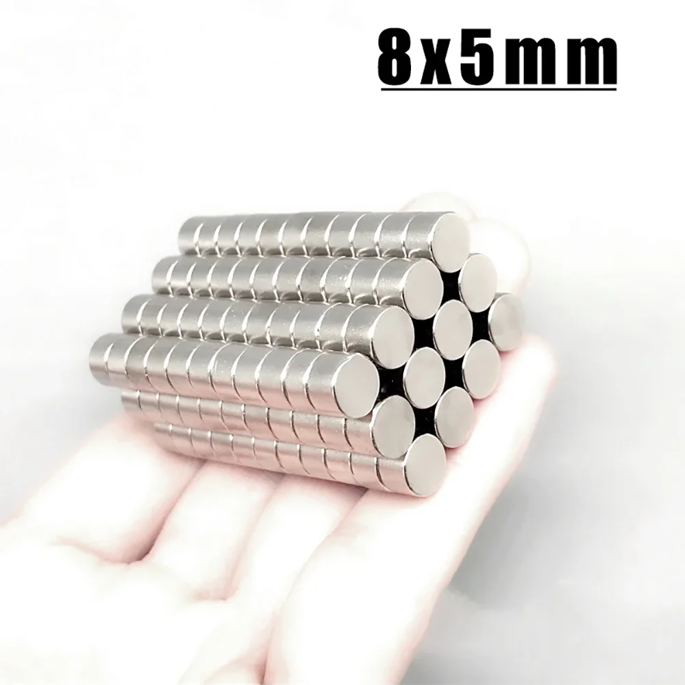 Small Round Magnets 8x5mm NdFeB Neodymium Powerful Disc Imanes 10/20/50/100pcs Powerful Magnets for DIY Craft Office Kitchen Fix